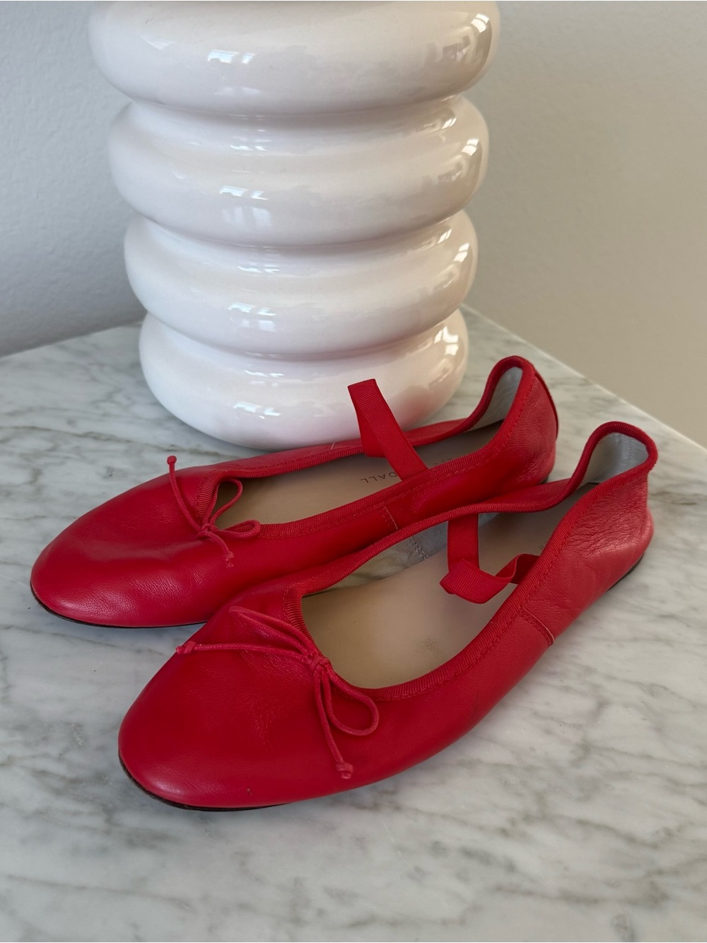 Loeffler Randall Leonie Women’s Red Ballet Flats with Ankle Strap